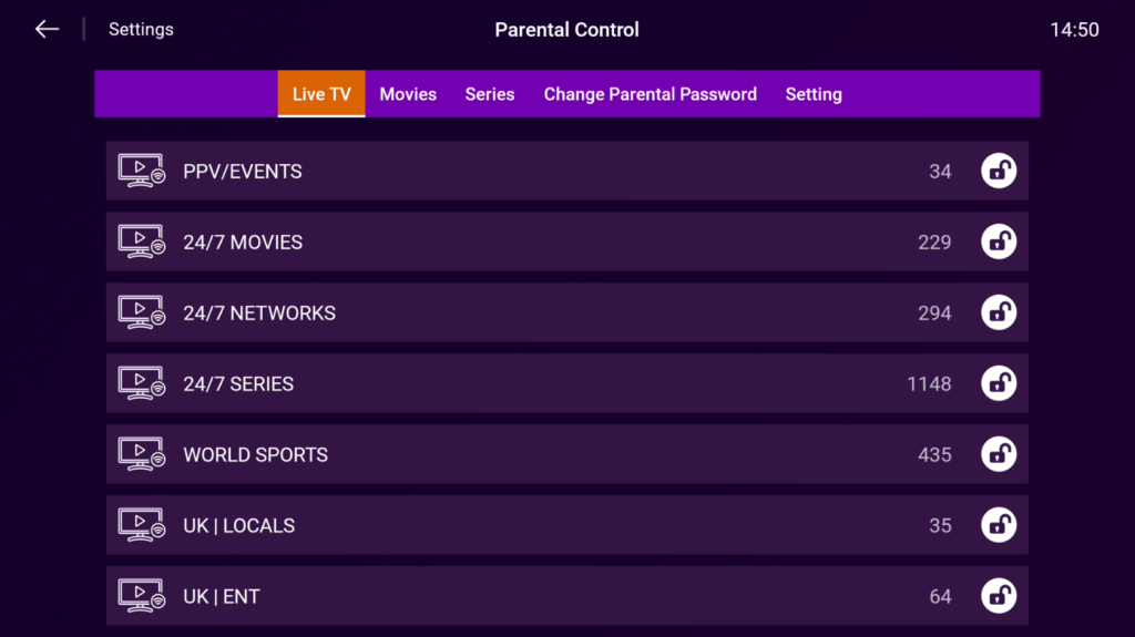 IPTV Smarters pro parental code